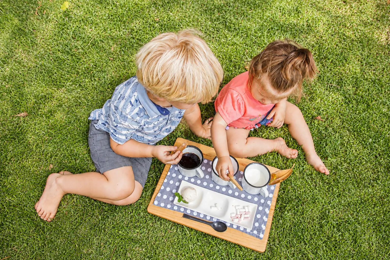 Children enjoying a kiddies pairing on the lawns at Ormonde Wines
